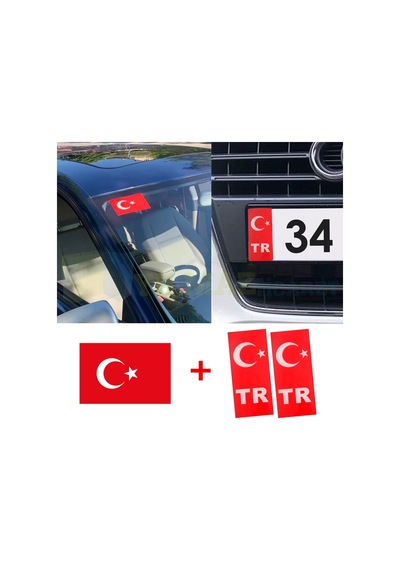 Türk Bayrağı Ön Cam Sticker Yapıştırma Tr Plaka Damla Silikon Set Türk Bayrağı Ön Cam Sticker Yapıştırma Tr Plaka Damla Silikon Set