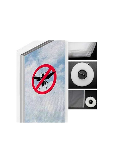 100 X 150 Cm Cırt Bantlı Yapışkanlı Çift Kanat Pencere Sinekliği Polyester