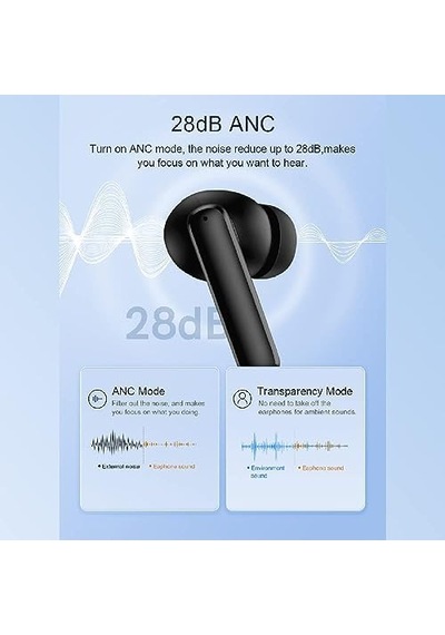 Qcy T13 Anc 4 Mikrofon Bluetooth 5.3 Kablosuz Kulaklık Siyah Aktif Gürültü Engelleyici