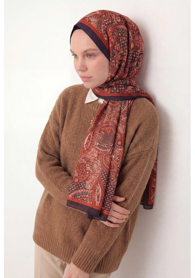 Silk Home Etnik Desen Acı Kahve 75x195 Soft Şal Çok Renkli