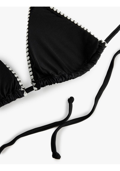 Koton Kroşe Detaylı Üçgen Bikini Üst Siyah 6sak10172mm