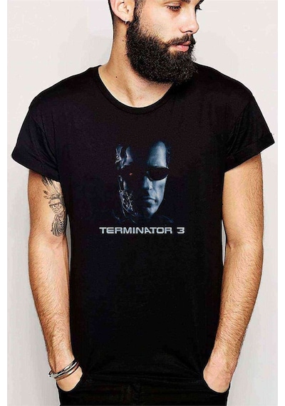 Terminator 3 Rise Of The Machines Baskılı Siyah Erkek Tshirt (530967337)
