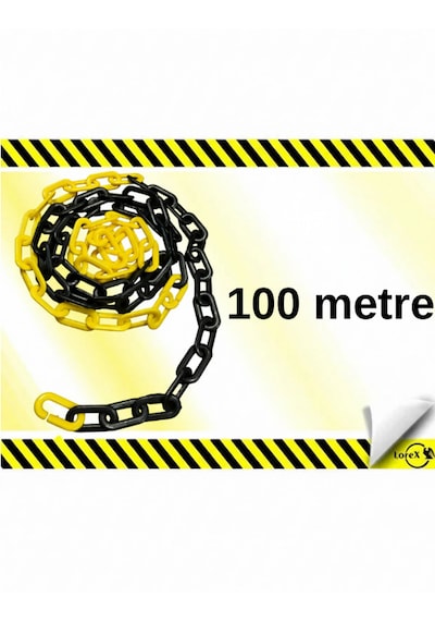 Lorex Plastik Trafik Zinciri 8mm Sarı Siyah 100 Metre