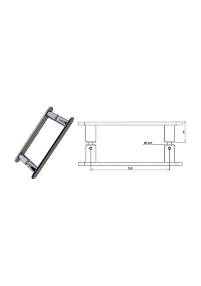 Tr Ayrıntıshop Metal Zamak Krom Parlak Cam Kapı Kulp 16cm Lik