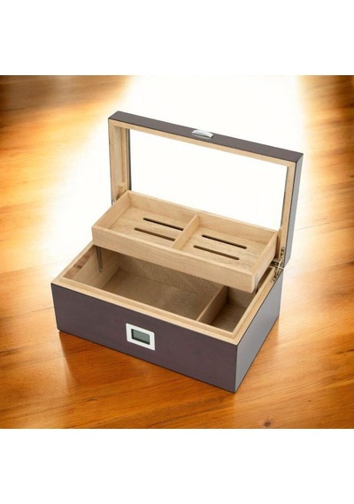 Cedar Alman Puro Kutusu Humidor Parlak Kiraz 80's Cigarspa Elektronik Nemlendirme