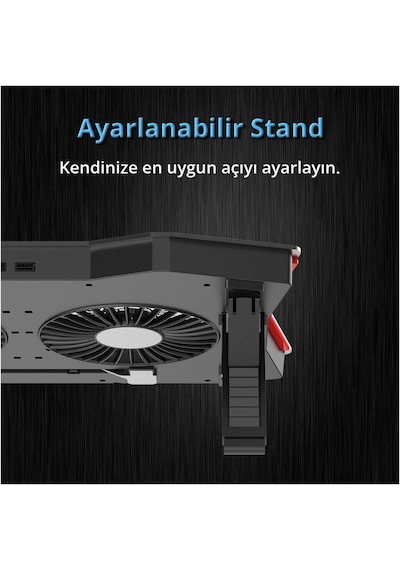 Juo GT 2 Fanlı 1500 RPM LCD Ekranlı Led Aydınlatmalı RGB Hız ve Yükseklik Ayarlı Gaming Oyuncu Notebook Soğutucu