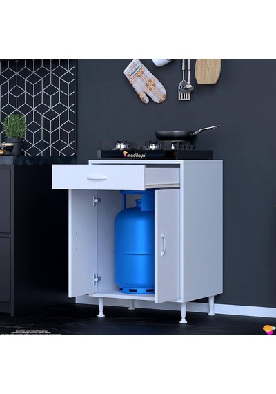 Set Altı Dolap Mutfak Dolabı Çok Amaçlı Dolap Tüp Dolabı Çekmeceli Beyaz