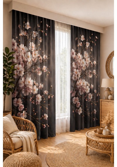 2 Adet 140x260 Cm Ölçüsünde Şık Dekoratif Fon Perde Koleksiyon Siyah