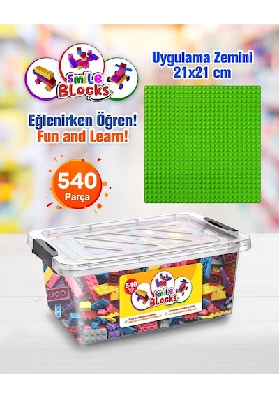 Smile Blocks 540 Parça Plastik Kutulu Mikro Blok Yeşil Uygulama Zeminli