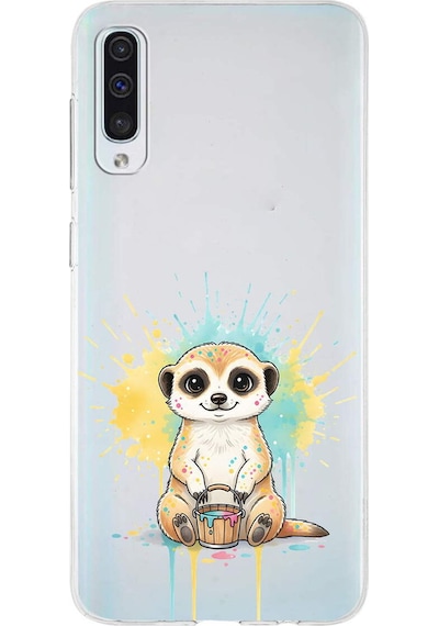 Samsung Galaxy A50 İle Uyumlu Splash Mirket Tasarımlı Şeffaf Silikon Kılıf Şeffaf