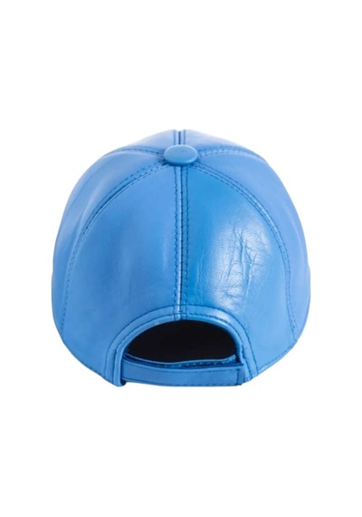 Unisex %100 Deri Arkadan Ayarlanabilir Baseball Kep Şapka Mavi