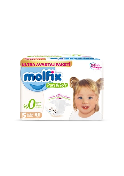 Molfix Pure&Soft Bebek Bezi 5 Numara Junior Ultra Avantaj Paketi 66 Adet