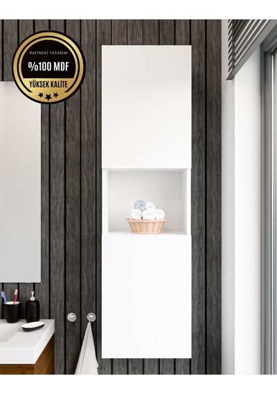 Lisa Banyo Dolabı Duvara Monte Raflı Mdf Beyaz