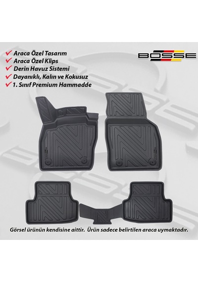VW Polo Paspas Araca Özel 2018 - 2021 BOSSE 3D Havuzlu Oto Paspas