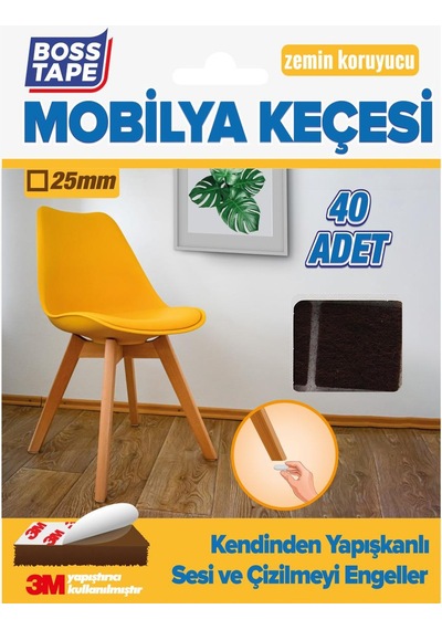 3M Yapışkanlı 40 Adet 25Mm Kare Kahverengi Mobilya Sandalye Masa