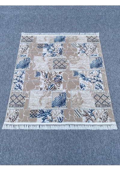Mavi Beyaz Vizon Kesme Akrilik 120x130 Saçaklı Halı