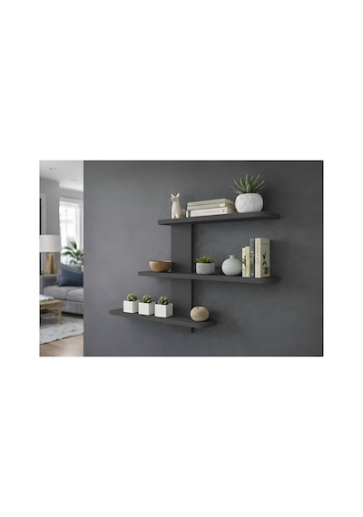Raf101 Modern Duvar Rafı, Salon Antre Balkon Rafı, Antrasit - 839674254 Antrasit