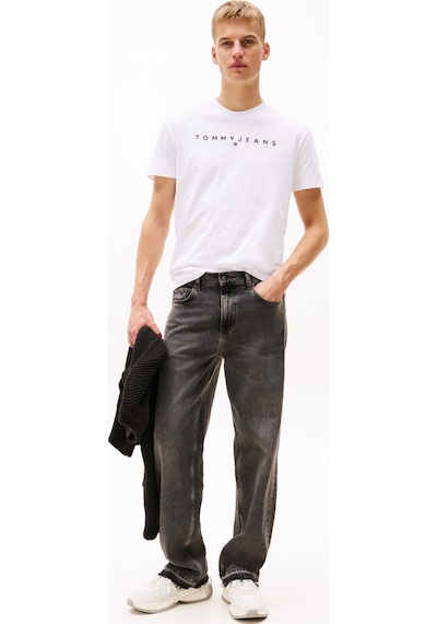 Tommy Hilfiger Erkek Marka Logolu Organik Pamuklu Bisiklet Yakalı Günlük Kullanıma Uygun Beyaz T-shirt Dm0dm20744 Ybr