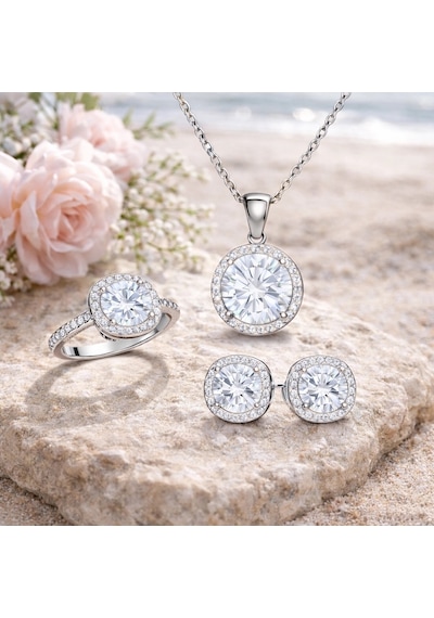 Gümüş Yuvarlak Montür Tek Taş Set 58462187
