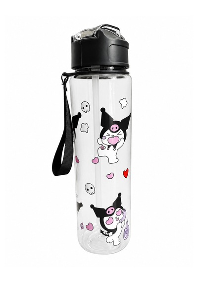 Fenomen Kuromi Pipetli Matara 750 Ml Büyük Boy Askı Aparatlı Çantanın En Şirin Eşyası Kuromi Matara Siyah