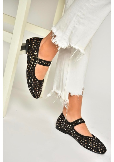 Fox Shoes U725675504 Siyah/altın Kumaş Pullu Kadın Babet Siyah/altın-kumaş Siyah - Altın Fox Shoes U725675504 Siyah/altın Kumaş Pullu Kadın Babet Siyah/altın-kumaş Siyah - Altın