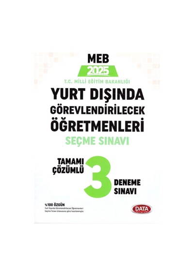 2025 Data Editör Meb Yurt Dışı Öğretmenlik Sınavı 3 Lü Deneme Sınavı Seti