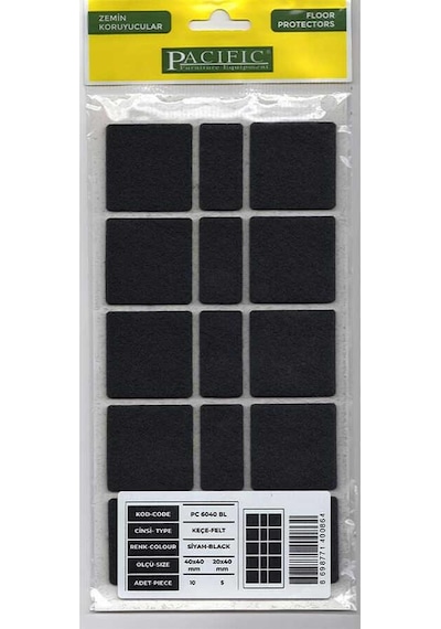 Pacific 6040 BL Yapışkanlı Keçe  40 mm X 40 mm Siyah