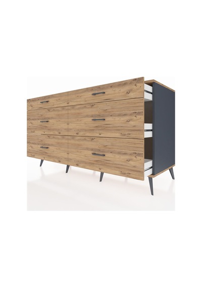Kronos Konsol 6 Çekmeceli 176x59x99 Antrasit-çam Antrasit-çam