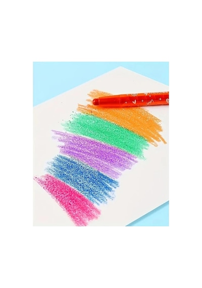 Çevirmeli 12 Li Mum Boya Uzun Pastel Silinebilir Mum Boya Tam Boy Südor 1 Paket Çok Renkli