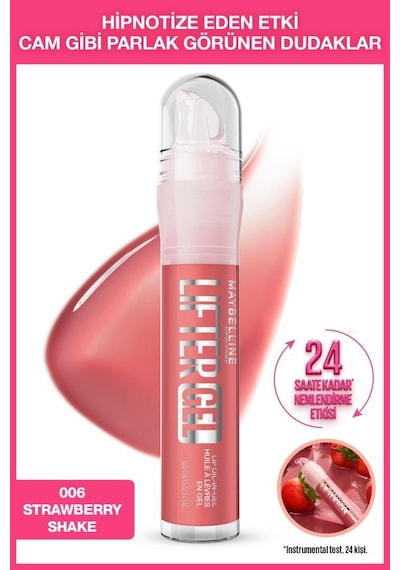 Telescopic Gold Siyah Maskara & Lifter Gel Parlak Nemlendirici Dudak Parlatıcısı 06 Strawberry Shake
