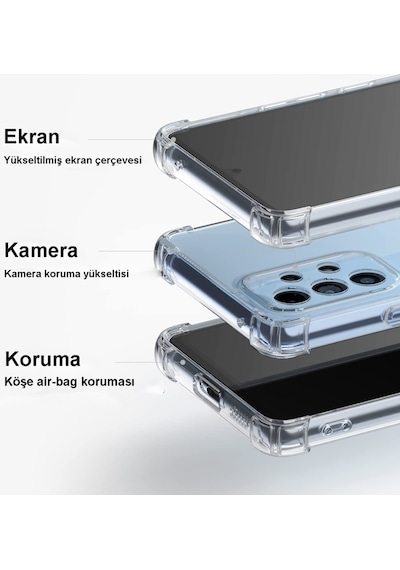 Samsung Galaxy Uyumlu M33 Kapak Kamera Korumalı Airbag Antishock Köşe Korumalı Silikon Şeffaf