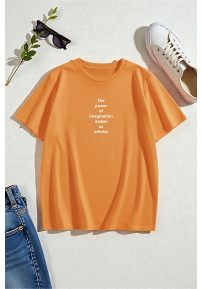 Uyguntarz Unisex The Power Of Baskılı Tasarım Tişört - 2'li Eşofman Takımı Turuncu
