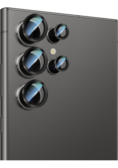 Galaxy Uyumlu S24 Ultra Caseworld Alloy Serisi Oleofobik Anti Reflective Kamera Lens Koruyucu Siyah