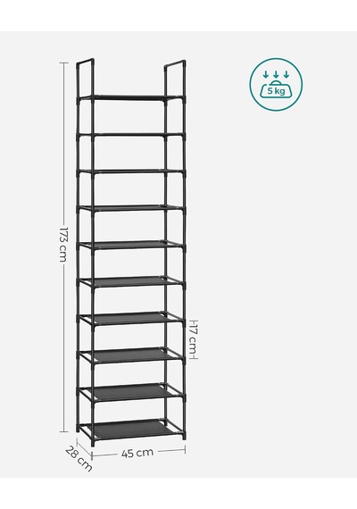Lexroo Ayakkabı Rak, 45 X 28 X 173 Cm, Lsh010b02 Çok Renkli
