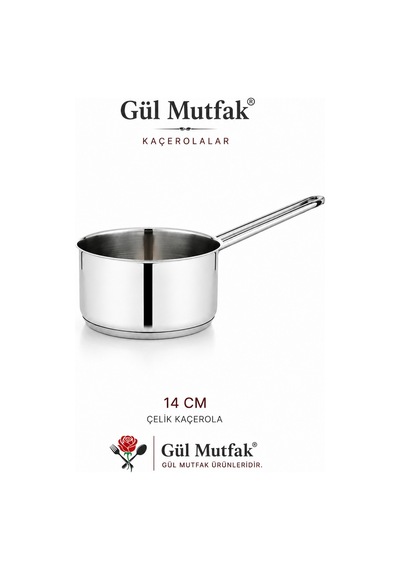 Gül Mutfak 2 Li Paslanmaz Çelik Kaçerola Sosluk Sütlük Seti Tabanlı