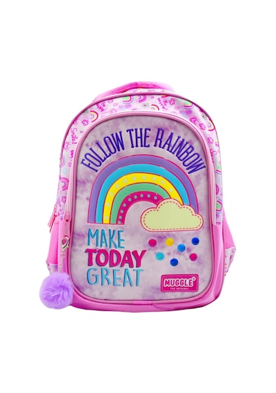 Muggle Okul Çantası Soft Rainbow Pembe Kız Çocuk İlkokul Sırt Çantası