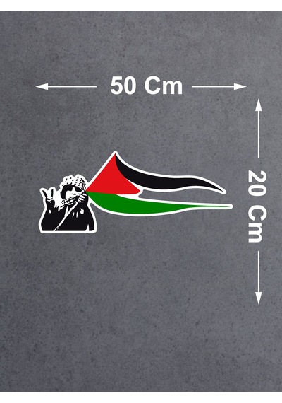 Özgür Filistin Sticker - Filistin Bayrak Sticker - 02509 50x20 Cm