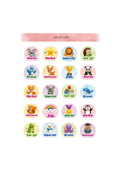 6 Sayfa Öğretmen Motivasyon Öğrenci Tebrik Sticker Seti 0
