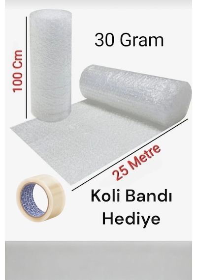 100 Cm X 25 Metre Balonlu Naylon Koli Bandı Hediyeli Eşya Sarma Koruma Naylonu Patpat
