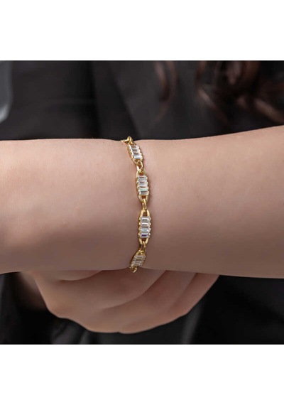 Casera's Gümüş Gold Baget Taşlı Kadın Bileklik Csr2185203 Gümüş