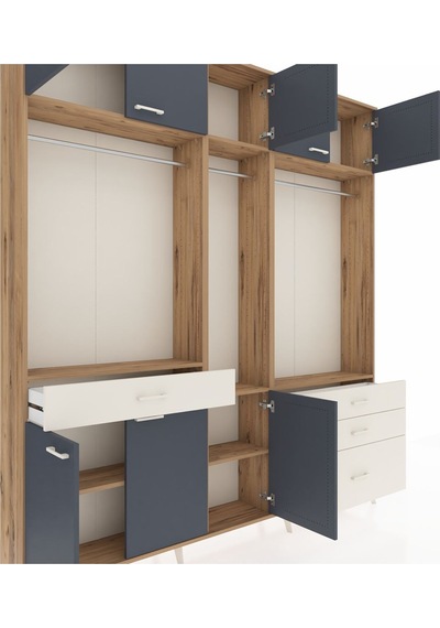 Arges Dolap 8 Raflı 4 Çekmeceli 3 Askılı 220x30x243 Çam-antrasit/aytaşı Antrasıt/aytası Arges Dolap 8 Raflı 4 Çekmeceli 3 Askılı 220x30x243 Çam-antrasit/aytaşı Antrasıt/aytası
