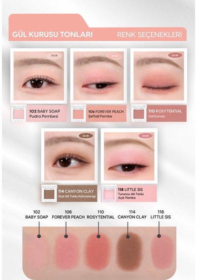 Yumuşak Dokulu, Dökülme Yapmayan Mat Tekli Göz Farı Modern Shadow Matte 117 Pink Sis