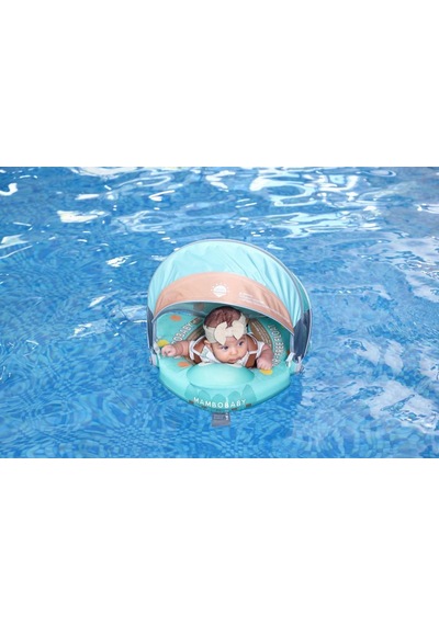 Mambobaby Yüzme Simidi - Holiday Tree, Emniyetli, Gölgelikli Ve Ayak Destekli