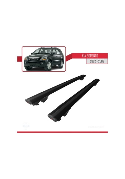 Kia Sorento 2002-2009 Arası İle Uyumlu Hook Model Anahtar Kilitli Ara Atkı Tavan Barı Siyah