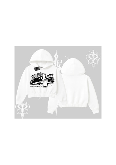 Tarzsokak Kapşonlu Crop Sweatshirt Skull Impact Bone Chilling Street Icon Beyaz