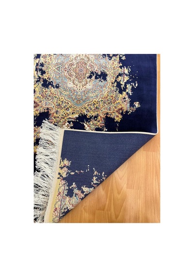 Klasik İran Tarzı 80 X 250 Cm İpek Yolluk Mavi