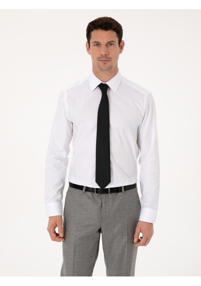 Cacharel Beyaz Slim Fit %100 Pamuk Klasik Yaka Oxford Gömlek