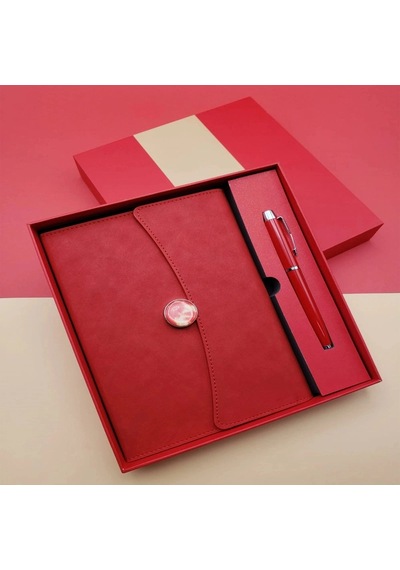 Çizgili Defter Ve Metal Kalem Seti Erkek Yetişkin Ofis Gereci