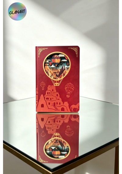 Hediyelik Lüks Oval Desen Kesimli Çizgisiz Not Hatıra Defteri 60 Yaprak 13,5x20,5 Cm Kapadokya Kesim