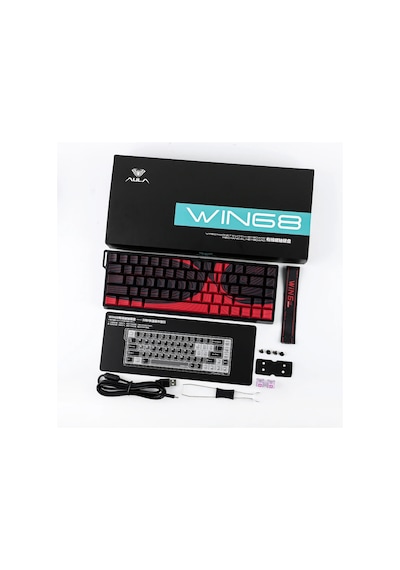 Aula Win68 He Max Manyetik Klavye Rapid Trigger Wing Chun Switch 8000hz Rgb Tkl Hot Swap Oyuncu Klavyesi Kırmızı